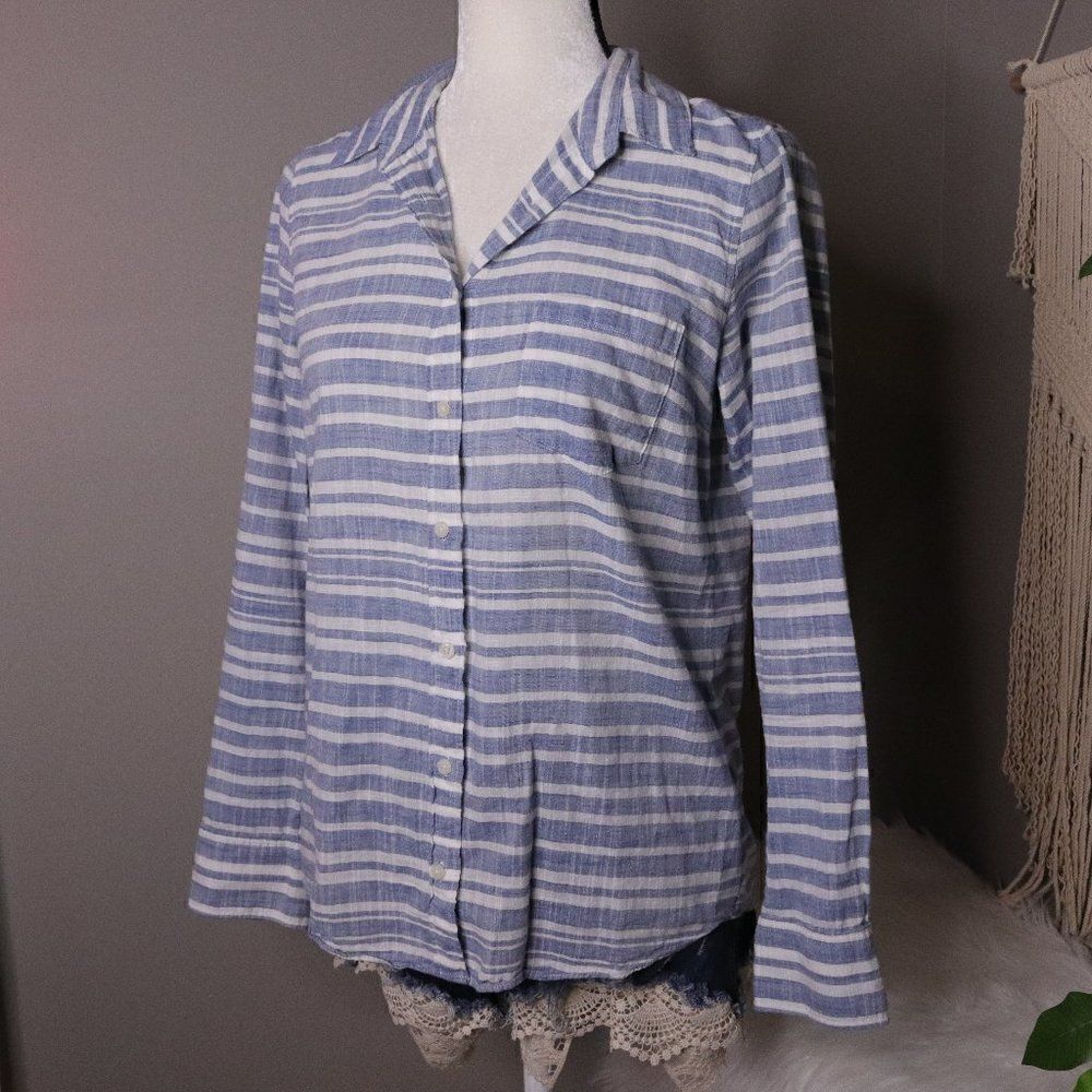 J. Crew | Striped Chambray Cotton Button Up Shirt